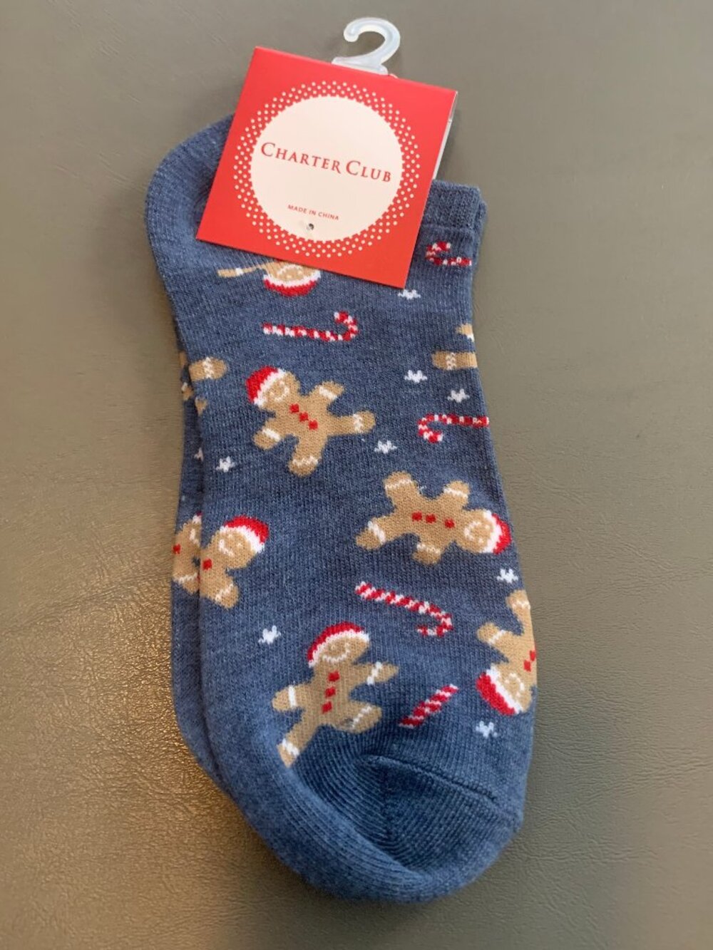 Charter Club Women's 1-Pair Low-Cut Socks, Blue Christmas Gingerbread, One Size